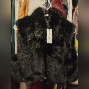 Garage Black Faux Fur Vest